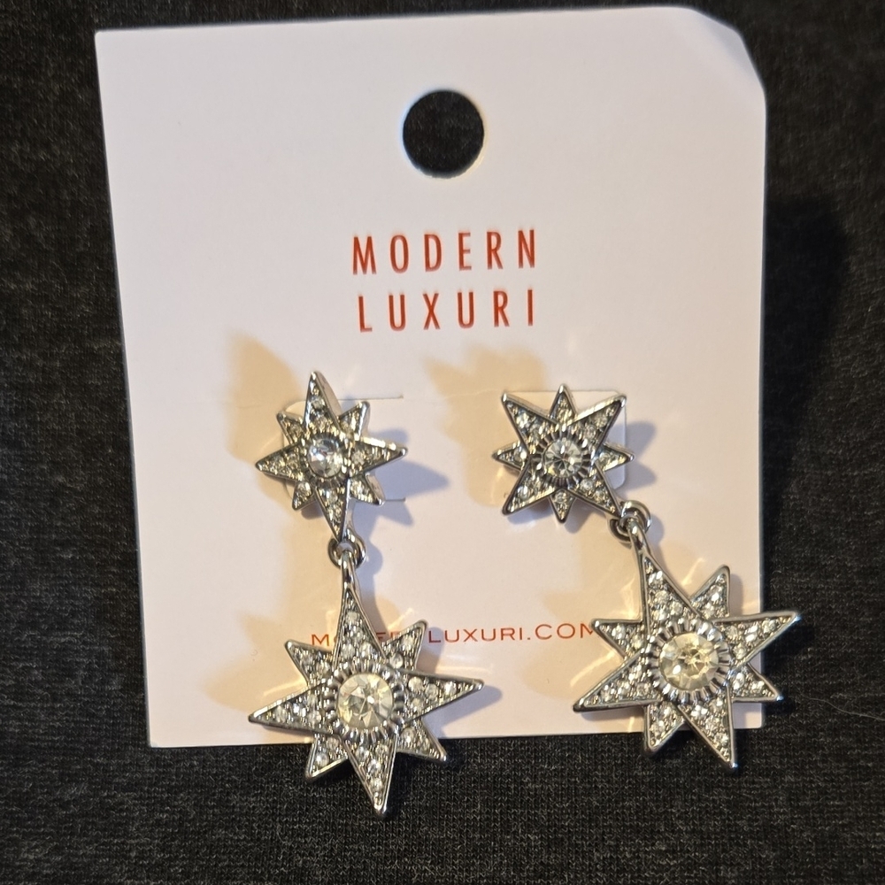 Modern Lux Silver Starburst Earrings